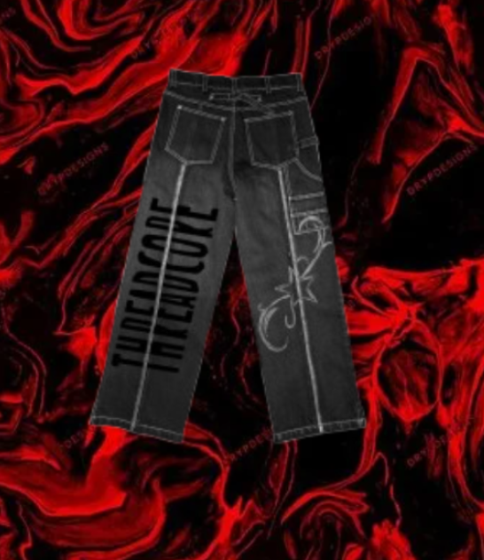 Charcoal Denim Cyberpunk Y2K Pants