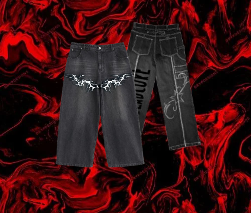 Charcoal Denim Cyberpunk Y2K Pants