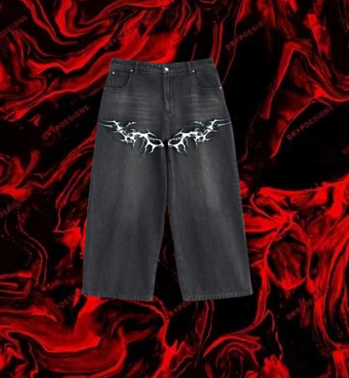 Charcoal Denim Cyberpunk Y2K Pants